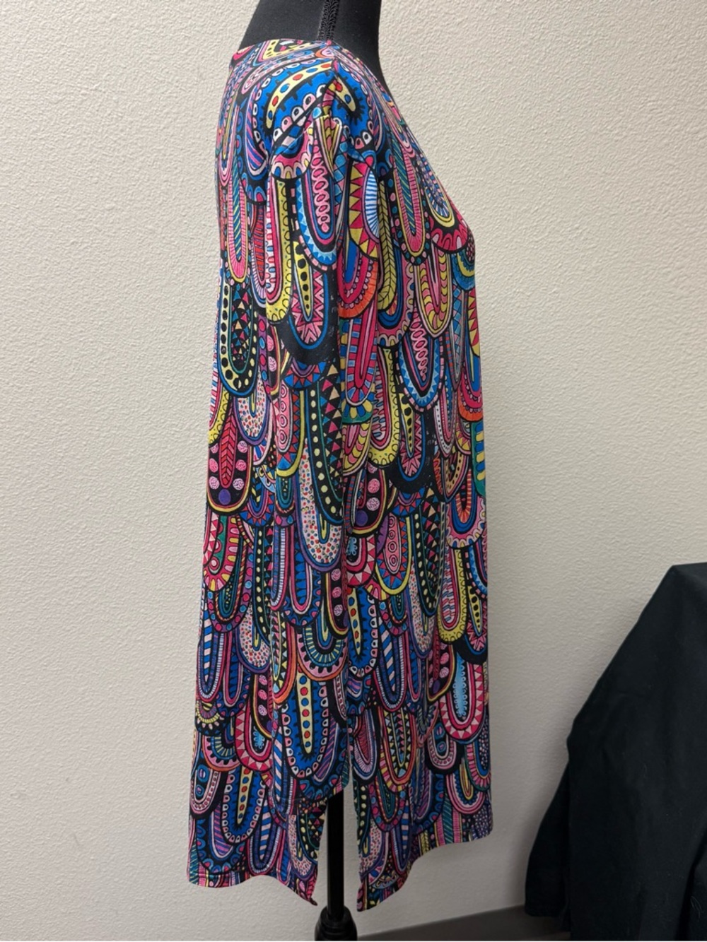Pink Paisley Print Tunic Dress Boho Stretch Long Sleeve Swing XXL Bright - Picture 7 of 10